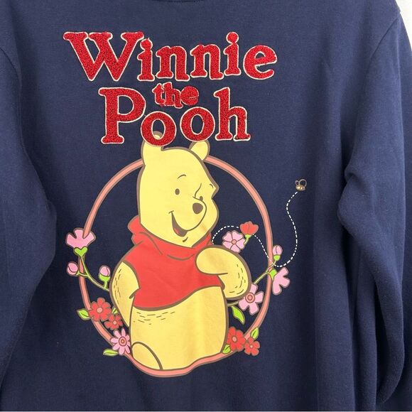 Disney Winnie the Pooh Navy Sweatshirt Chenille Lettering Vinyl Graphic XS 0-2 - Picture 6 of 16